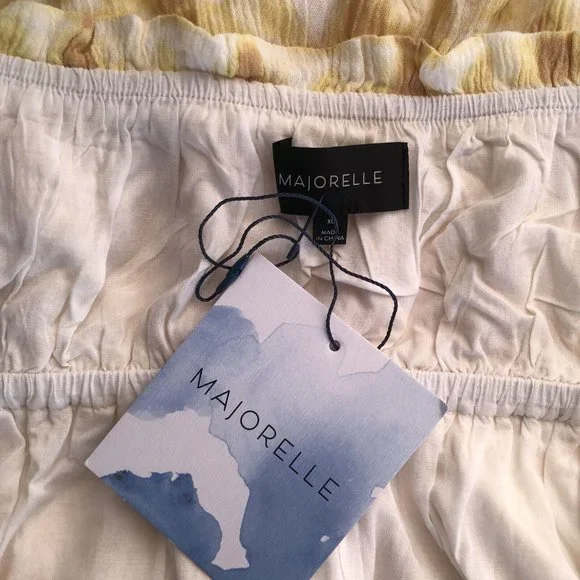 MAJORELLE Baker Mini Dress Yellow Tie Dye Tassel Summer - Picture 7 of 7